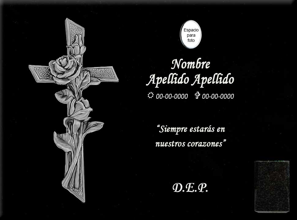 Lápida láser de la Cruz con rosa